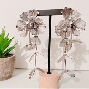Zara Kate Middleton cascading floral Silver earrings